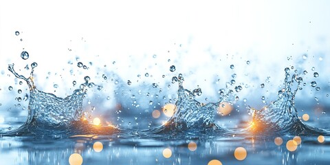 Poster - Splashes of water create mesmerizing patterns in sunlight during a calm afternoon near a serene lake