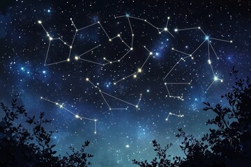 Wall Mural - constellations of stars are shining brilliantly in the night sky