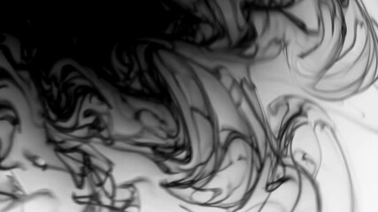 Aufkleber - Black ink swirling in water, abstract pattern. Creative fluid art concept