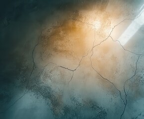 Wall Mural - Textured surface with cracks and warm tones in natural light