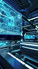 Poster - Futuristic cybernetic circuit visualization in a sleek technological environment