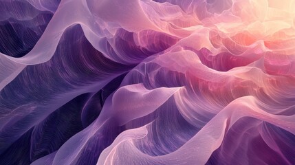 Poster - Abstract purple and pink wave patterns create an artistic landscape