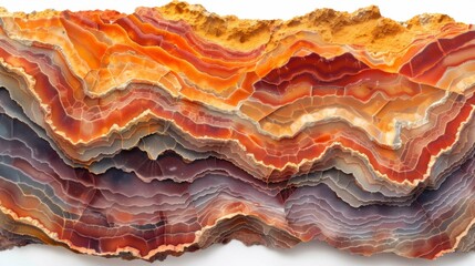 Aufkleber - Vibrant bands of orange, red, and purple in agate rock vividly demonstrate the natural layering and formations found in geological specimens, emphasizing Earth artistry over time.