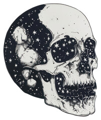 Wall Mural - png celestial illustration of skull with stars skull stars night.