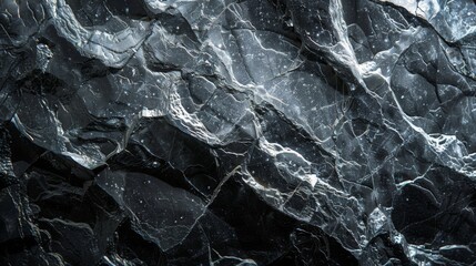 Aufkleber - A striking dark marble surface reveals a complex pattern of veining and textures, highlighting the natural elegance and rich variations of the stone suitable for luxury decor and design.