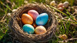 © matildica2 - A basket overflowing with colorful Easter eggs, symbolizing joy and celebration