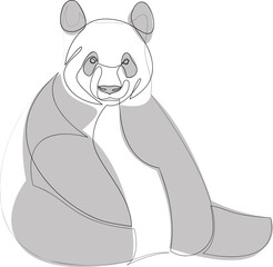 Wall Mural - Continuous one line drawing of panda bear. Minimalist design animal vector illustration.