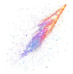 Wall Mural - png colorful rocket light glitter universe space art.