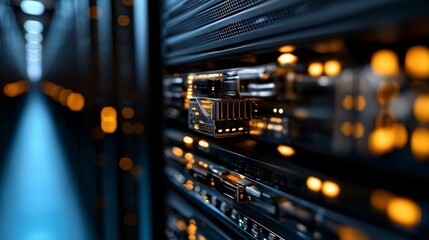 Aufkleber - D illustration of a rackmount LED console situated in a server room data center