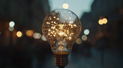 Poster - The concept of a polygon-shaped light bulb on a blockchain network background represents a global cryptocurrency business idea, symbolizing inspiration and innovation through effective thinking