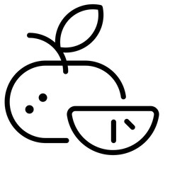 Poster - Fresh fruit line icon vector illustration featuring an orange and a lime with a leaf