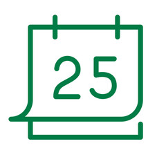 Poster - Minimalist line icon representation of a calendar page displaying the number 25 for planning and scheduling activities