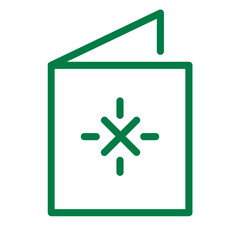 Poster - Line icon vector illustration depicting a folded card with a starburst design, perfect for invitations and greeting cards