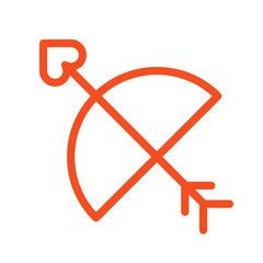 Poster - Unique line icon of a heart-tipped arrow intersecting a crescent shape set against a simple background