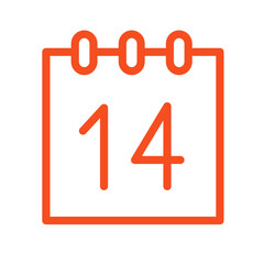 Poster - Calendar illustration showing the date 14 in a minimalistic design suitable for applications and websites