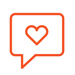 Poster - Line icon illustration of a speech bubble with a heart symbol representing love and communication