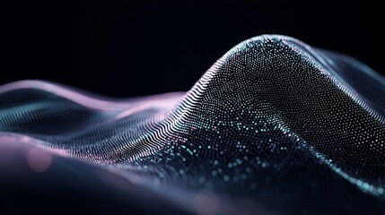 Aufkleber - The concept of a futuristic user interface is showcased through a 3D abstract digital technology background featuring gradient dots and lines, and is associated with big data, stock, music HUD,