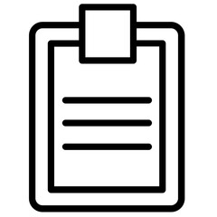 Poster - Simple line icon vector illustration of a clipboard with a document and paper clip for organizational tasks