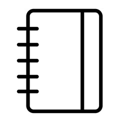 Poster - Simple line icon representing a notebook with a side binding and a cover on the right, suitable for various design applications