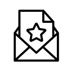 Poster - Digital line icon of an envelope containing a document with a star, representing communication and important messages
