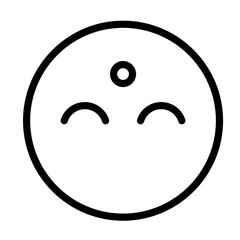 Poster - line icon illustration of a smiling face with closed eyes and a dot above, symbolizing joy and seren