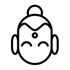 Poster - vector illustration of a smiling face with a calm expression and distinct features representing a cu