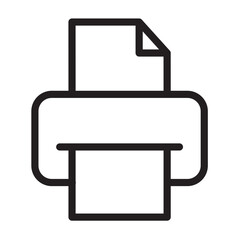 Poster - Line icon illustration of a printer with a document paper ready to print in a minimalistic style