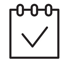 Poster - line icon of a notepad with a checkmark symbolizing completed tasks and effective planning for daily
