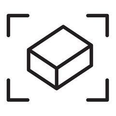 Poster - Line icon vector illustration of a 3D box with scanning frame design suitable for digital applications and print media