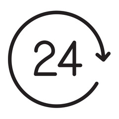 Poster - Circular line icon representing 24 hours in a day showcasing round-the-clock activity and time management concept
