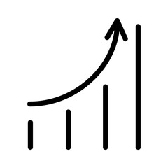 Poster - Line icon vector illustration representing growth through a bar chart and upward arrow indicating increasing success over time