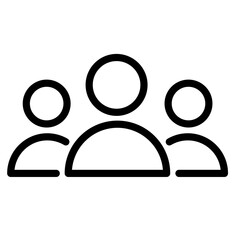 Poster - Three person line icon depiction representing community, teamwork, and collaboration among individuals in a minimalist style