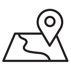 Poster - Line icon vector illustration depicting a location marker on a map representing navigation and exploration activities