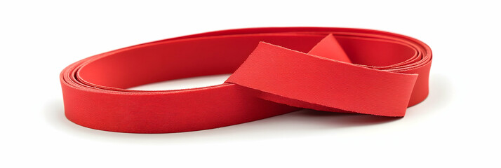 Poster - Red ribbon, a long strip of red paper, isolated on a white background