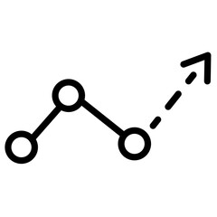 Poster - Line icon vector illustration of rising trend graph with dots indicating progress and upward movement