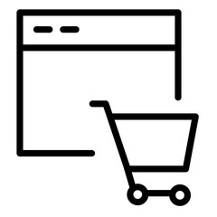 Poster - Icon representation of digital shopping cart with browser window for online shopping experience