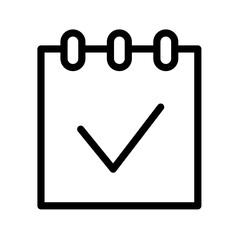 Poster - line icon vector illustration of a checklist on a notepad with a check mark, representing task compl