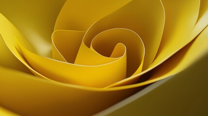 Poster - A maze made of paper is depicted in an abstract folded paper effect, with a vibrant yellow background, generated using 3D rendering techniques