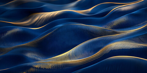 Poster - Blue background with golden lines