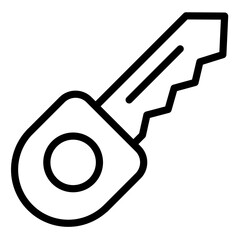Poster - Key icon design showcasing a simple outline representation of a traditional key with distinct features such as grooves and a circular head