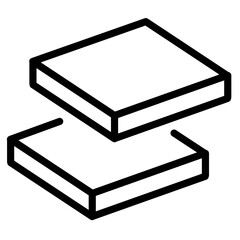 Poster - Line icon illustration depicting layered square shapes for design and layout concepts in graphic design
