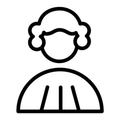 Poster - Vector illustration of a classic-style character with curly hair and a simple dress