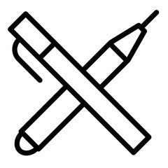 Poster - Line icon illustration of crossed pencil and pen design for creative concepts and educational purposes