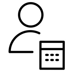 Poster - line icon representing a person and a calendar, symbolizing organization and scheduling in daily act