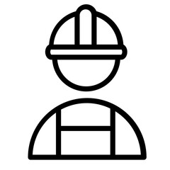 Poster - Construction worker line icon representing safety and industry standards in a simplified design
