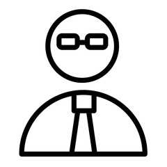 Poster - Line icon vector illustration of a professional person wearing glasses and a tie in a minimalist style
