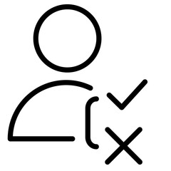 Poster - Line icon showing user profile with approval and rejection indicators in a minimalistic design