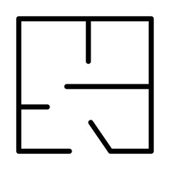Poster - Line icon vector illustration of a simple floor plan design representing various room layouts