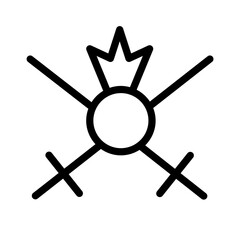Poster - Line icon illustration representing a symbolic design with crossed lines and a crown overlay