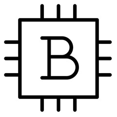 Leinwandbilder - Line icon vector illustration of a microchip symbol featuring the letter B, representing technology and computing